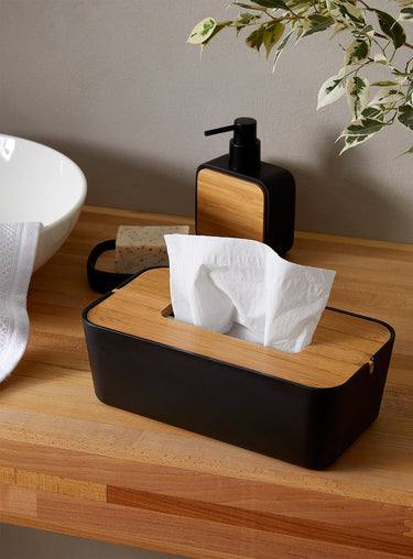 Black bamboo-resin tissue box